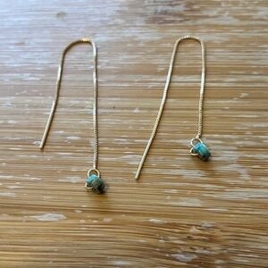 Elegant Gold and Turquoise Threader Earrings925